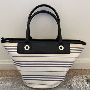 Burberry Striped Navy and Cream Tote Bag
